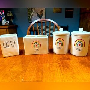 Rae Dunn Canister/Organizer Pieces 
❤️🧡💛💚🩵💜